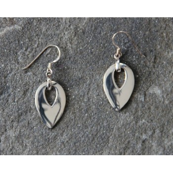 A pair of inverted pear-shaped dropped sterling silver earrings